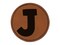 Letter J Uppercase Fun Bold Font Round Iron-On Engraved Faux Leather Patch Applique - 2.5"